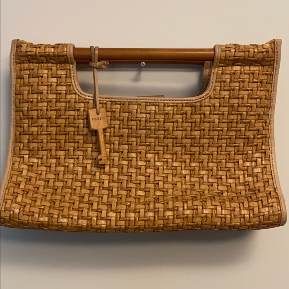 Fossil Woven Straw Handbag